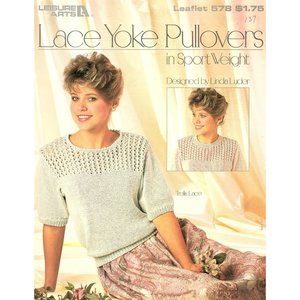 Leisure Arts 578 Lace Yoke Pullovers in Sport Weight Knitting Pattern